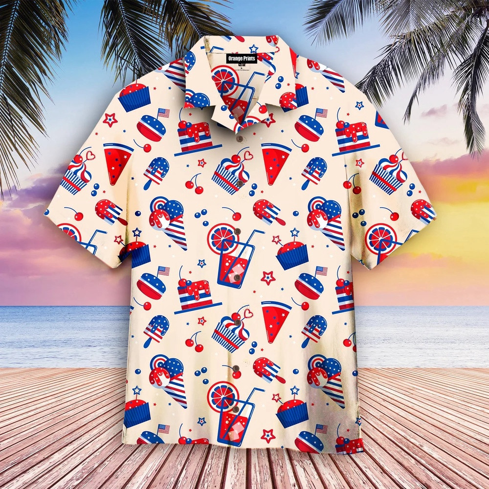 4Th Of July Ice Cream And Cakes Hawaiian Shirt, 4th Of July Hawaiian Shirt, 4th Of July Shirt