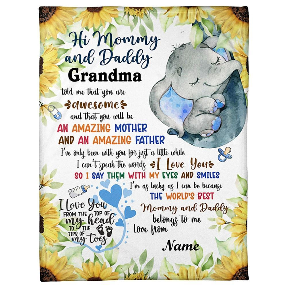 Blanket For Future Mom Dad Sleeping Baby Elephant Sunflowers From Baby Blanket, Blankets For Mothers Day