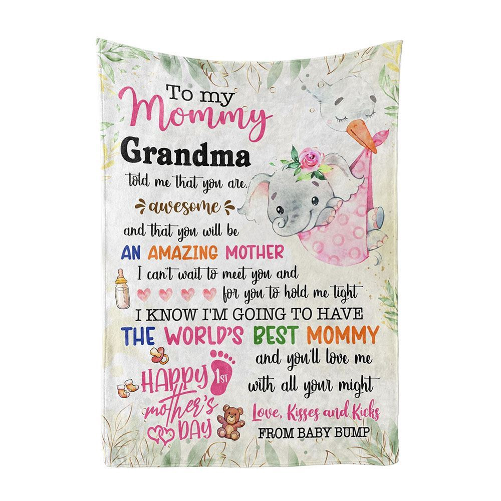 Blanket For New Mom Elephant I Can't Wait To Meet You Pink From Baby Blanket, Blankets For Mothers Day