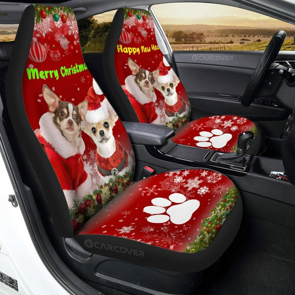 Chihuahuas Christmas Car Seat Covers Custom Car Accessories, Christmas Car Seat Covers