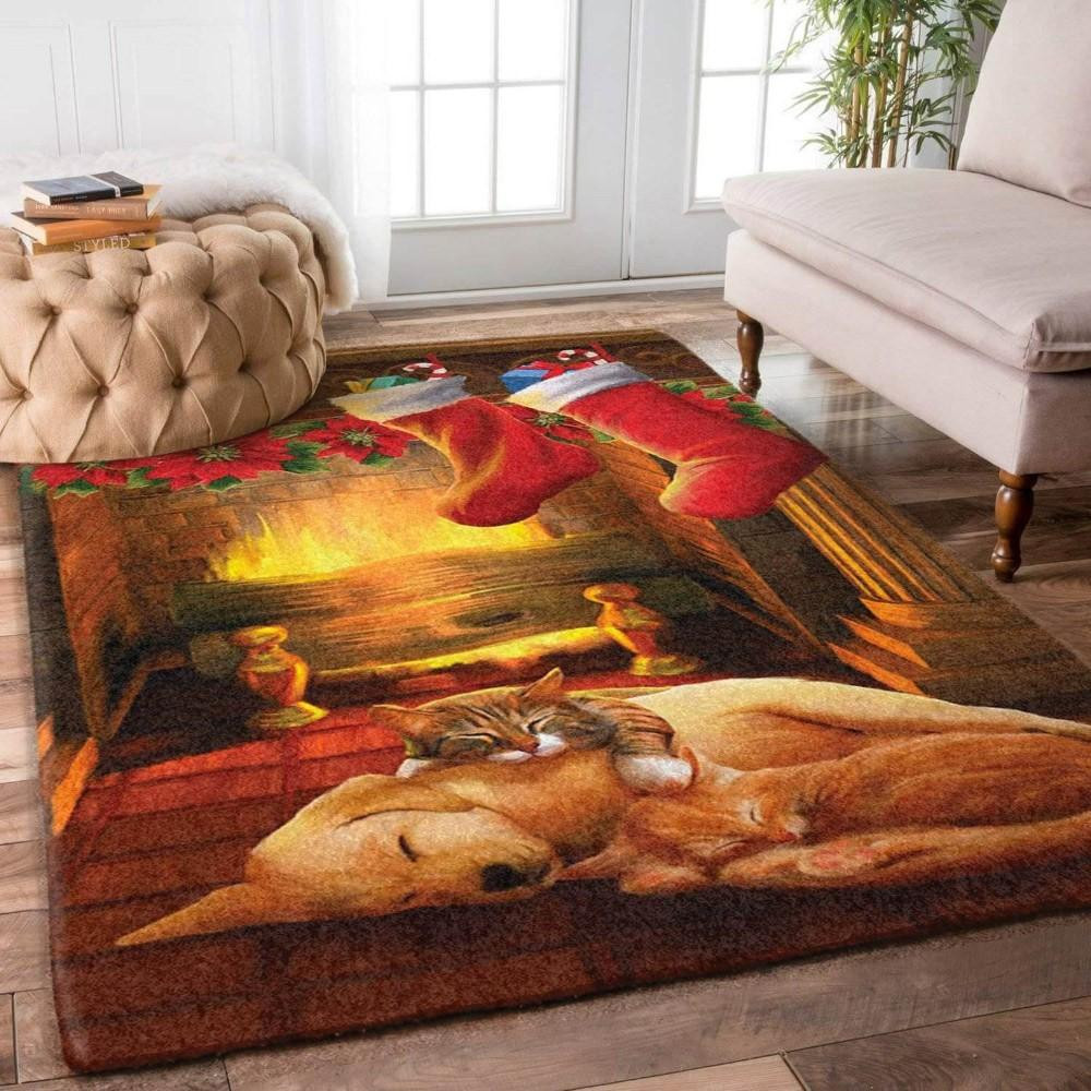 Christmas Rugs, Christmas Area Rugs, Candy Cane Comforts With Christmas Night Limited Edition Rug, Christmas Floor Mats