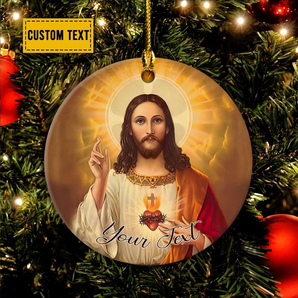 Personalised Christmas Ornament, Scared Heart Of Jesus And Immaculate Heart Of Mary Customized Ornament, Christmas Ornaments 2023