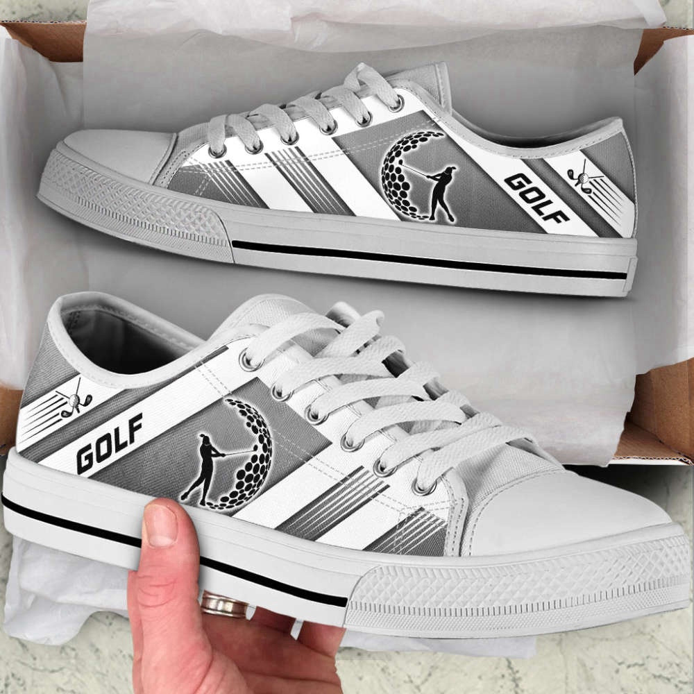 Trendy Golf Striped Low Top Canvas Print Shoes, Low Top Sneakers, Sneakers Low Top