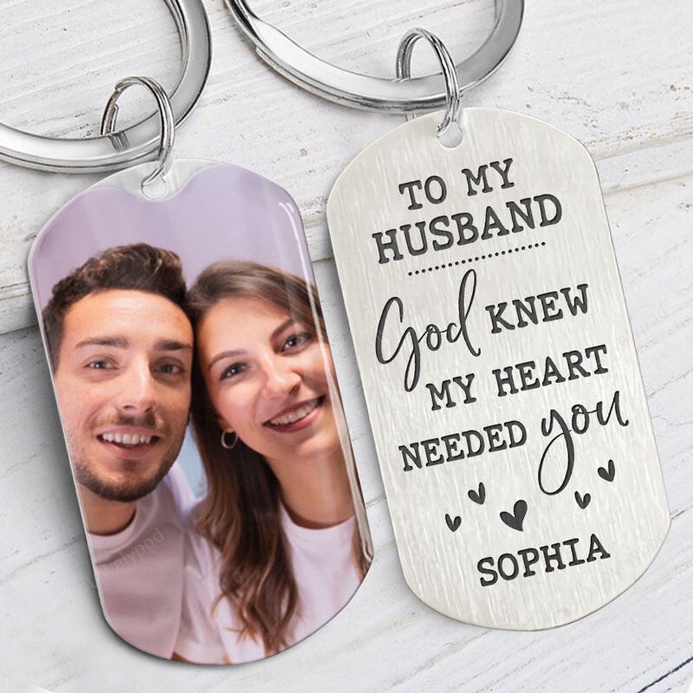Valentine Keychain, God Knew My Heart Needed You Aluminium Keychain, Valentine Day Gifts For Him - Excoolent