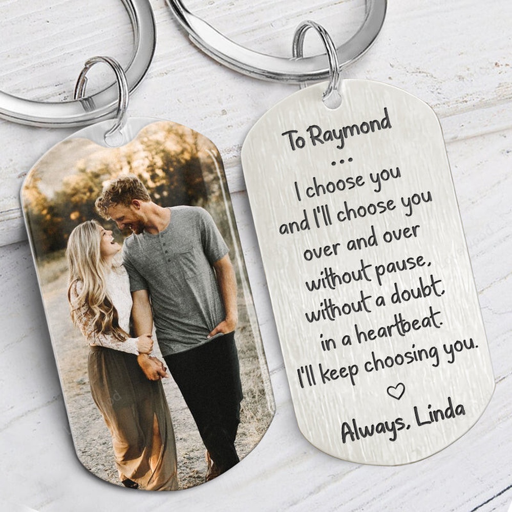 Valentine Keychain, I Choose You, Personalized Keychain, Gifts For Him, Custom Photo Keychain - Excoolent
